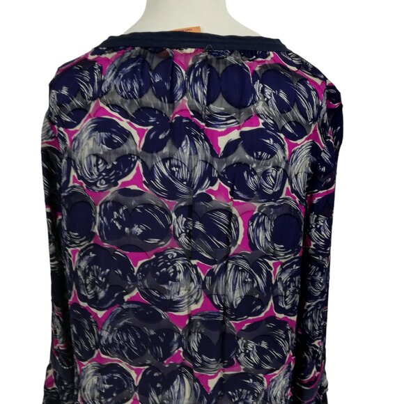 Tory Burch Silk Blend Peasant Tassel Ruffle Bell Sleeve Blouse Size 10 Shirt - Picture 10 of 15